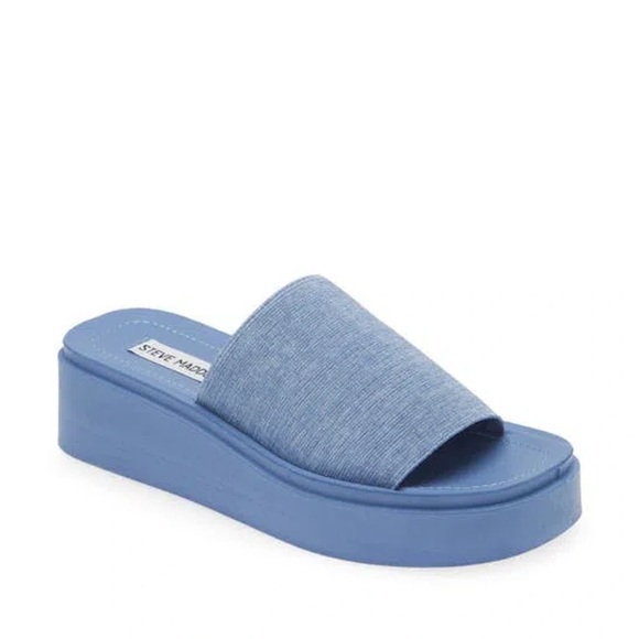 Steve Madden Shoes - Steve Madden Gimmee Platform Wedge Sandal In Denim